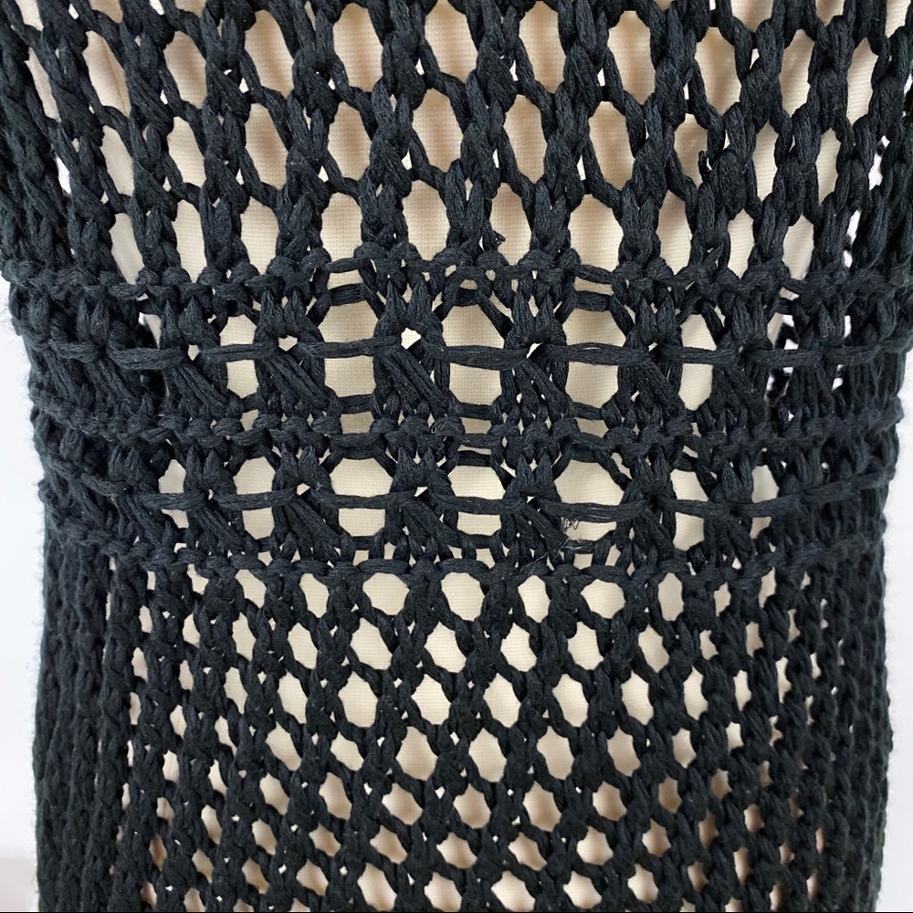 Vintage Boho Black Open Knit Vest M - Picture 5 of 6